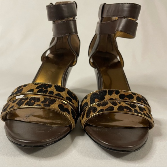 Nine West Leopard Print Strappy Stacked Heel Sandals Women’s Size 6.5 - Picture 3 of 8